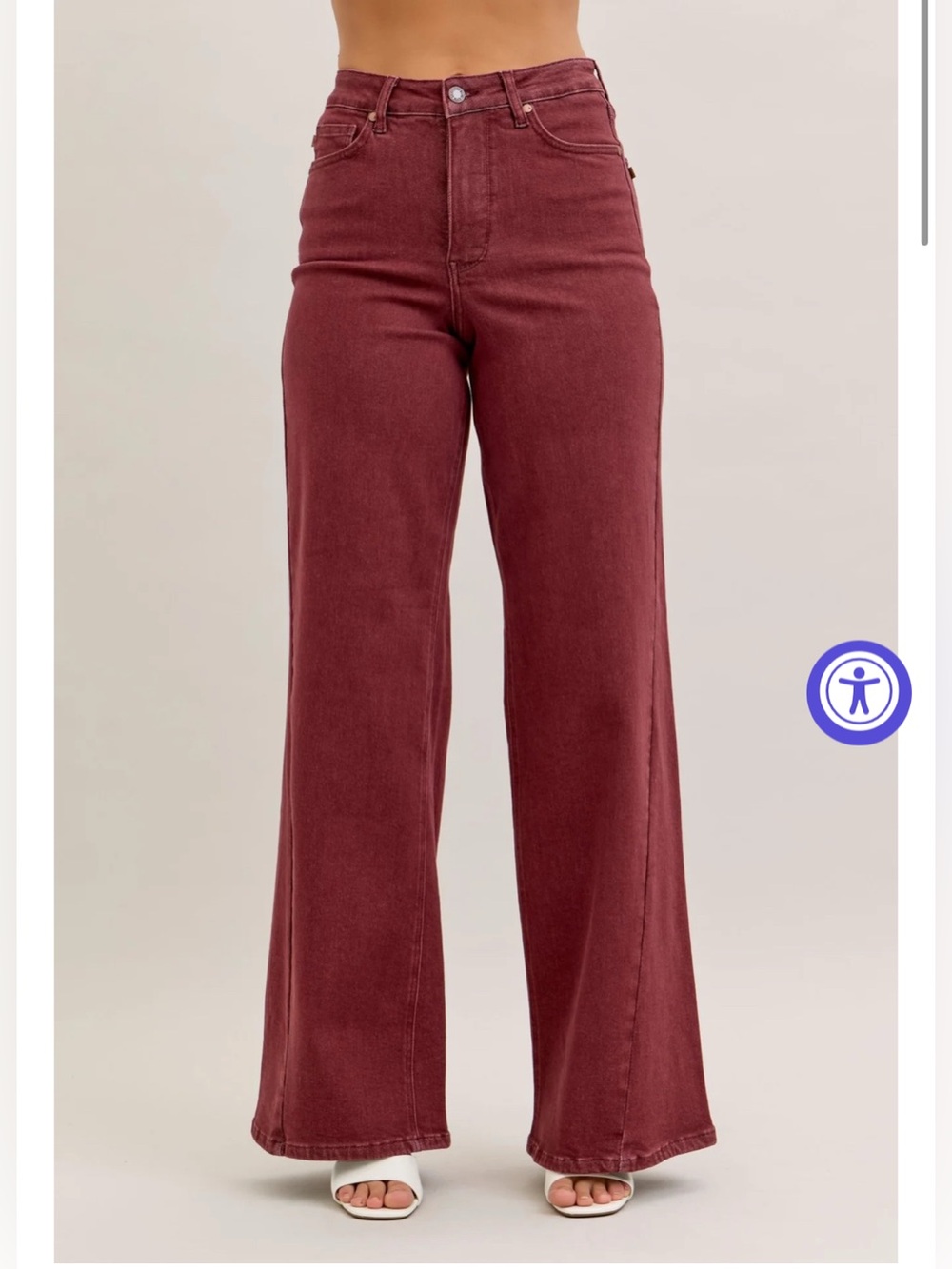 Judy Blue Retro Wide Burgundy Jeans
